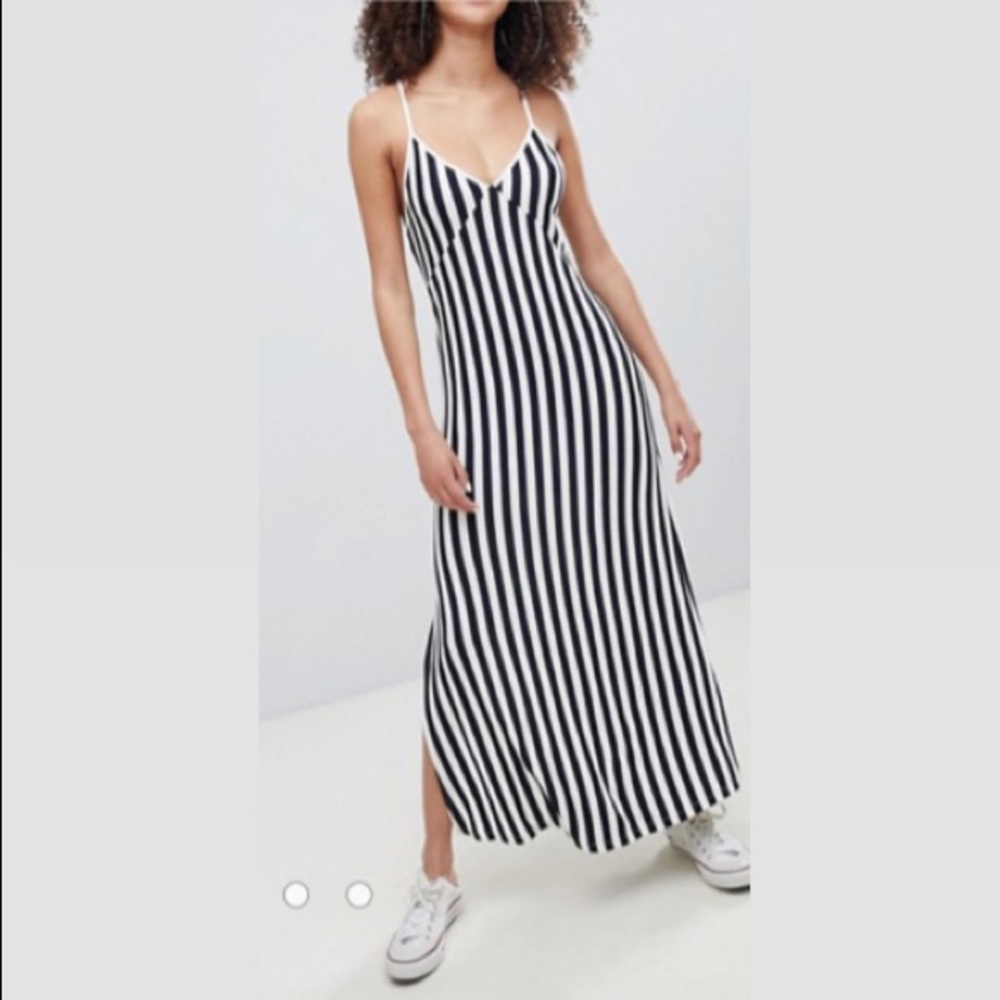 Striped cami maxi dress in navy